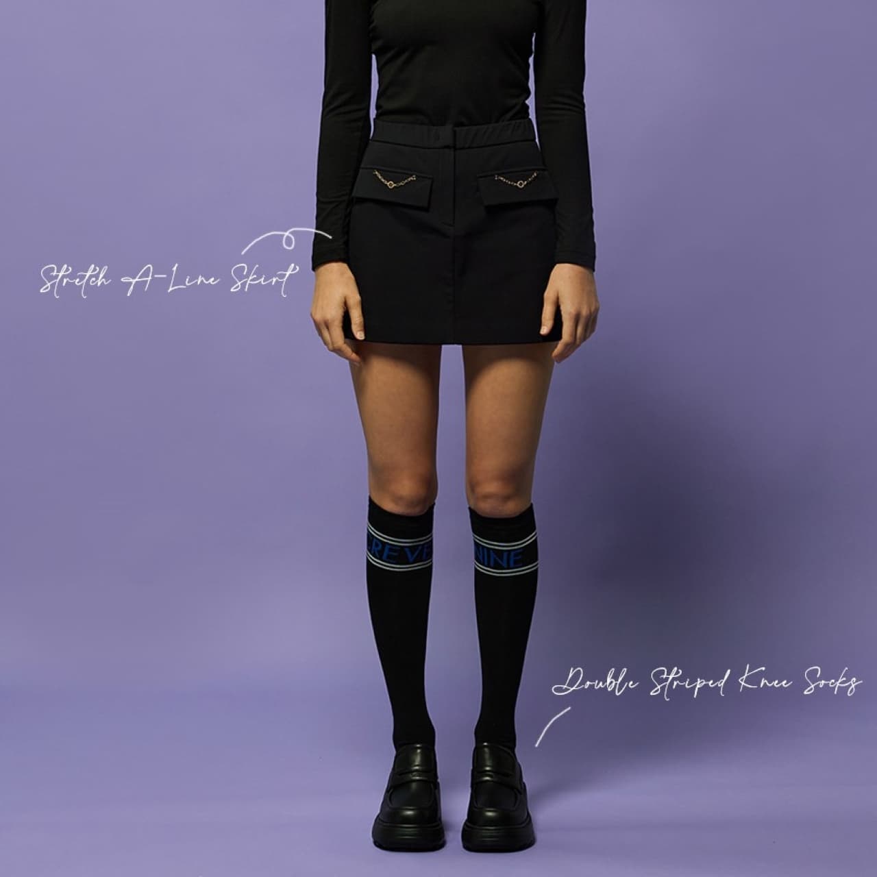 【Women's】Creve9　ストレッチAラインスカート