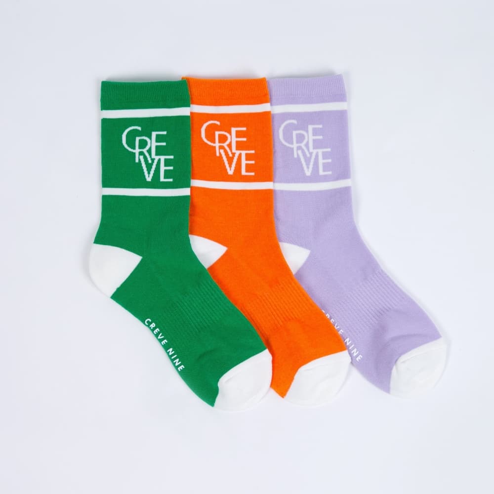 【Women's】Creve9 ビックロゴ クルー丈ソックス