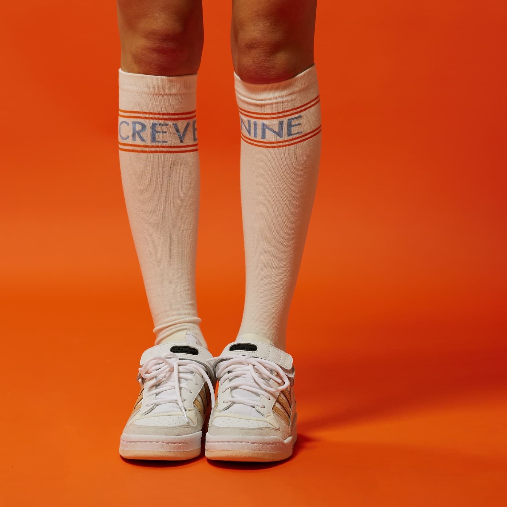 【Women's】Creve9 ストライプニーソックス