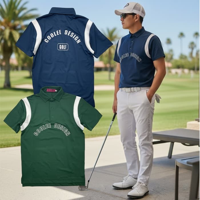 【Men's】【両面プリント】ゴルフ ポロシャツ メンズ ストレッチ ナイロン 吸汗速乾 半袖 ポロ