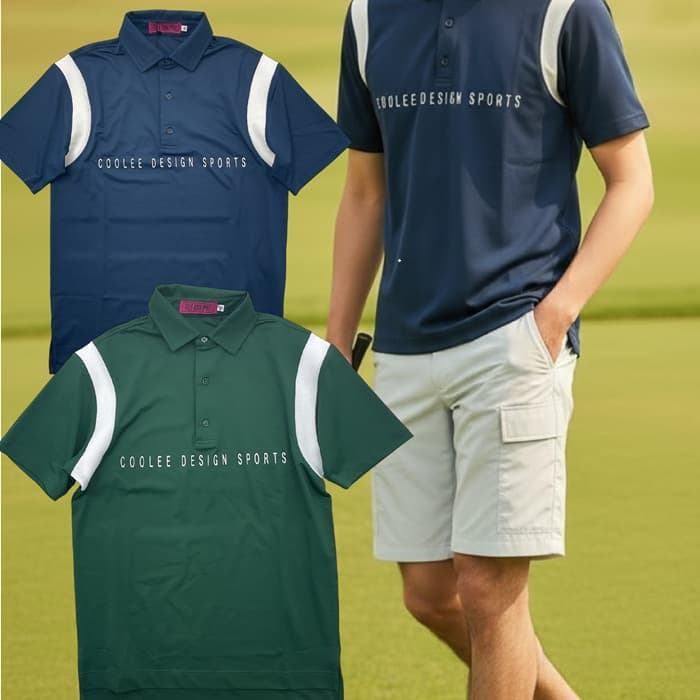 【Men's】【シンプルプリント】ゴルフ ポロシャツ メンズ ストレッチ ナイロン 吸汗速乾 半袖 ポロ
