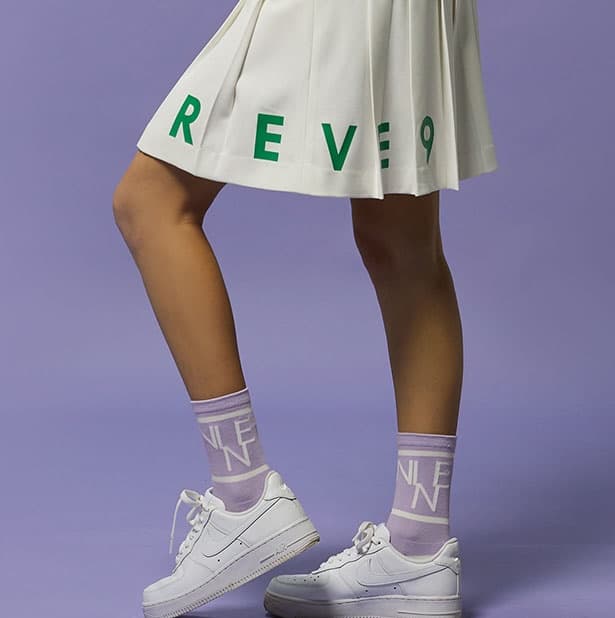 【Women's】Creve9 ビックロゴ クルー丈ソックス