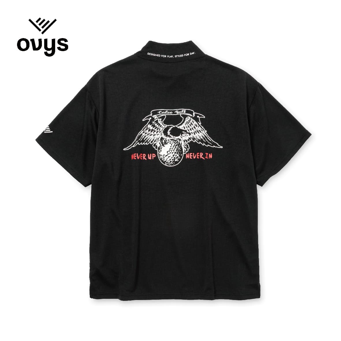 【Men's】× ovys MOCK NECK BACK MESH S/S TEE <BLACK>