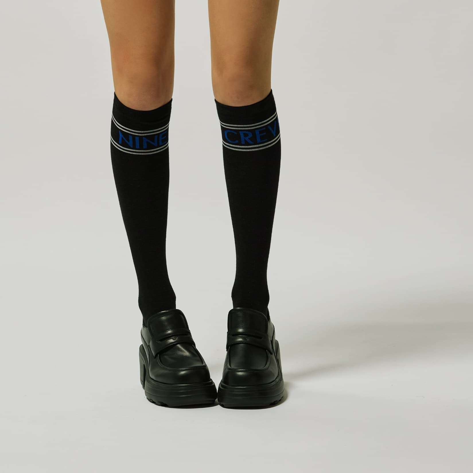 【Women's】Creve9 ストライプニーソックス