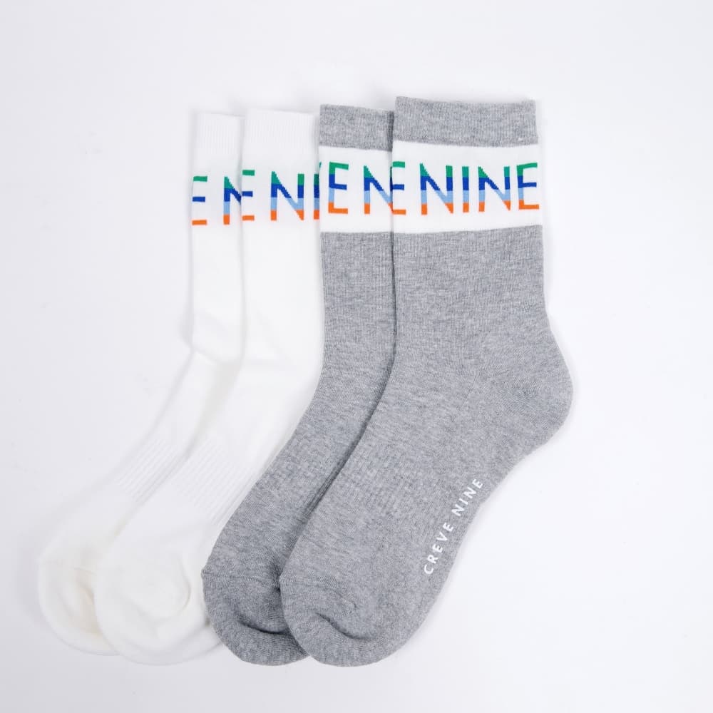 【Women's】Creve9 レインボーロゴ クルー丈ソックス