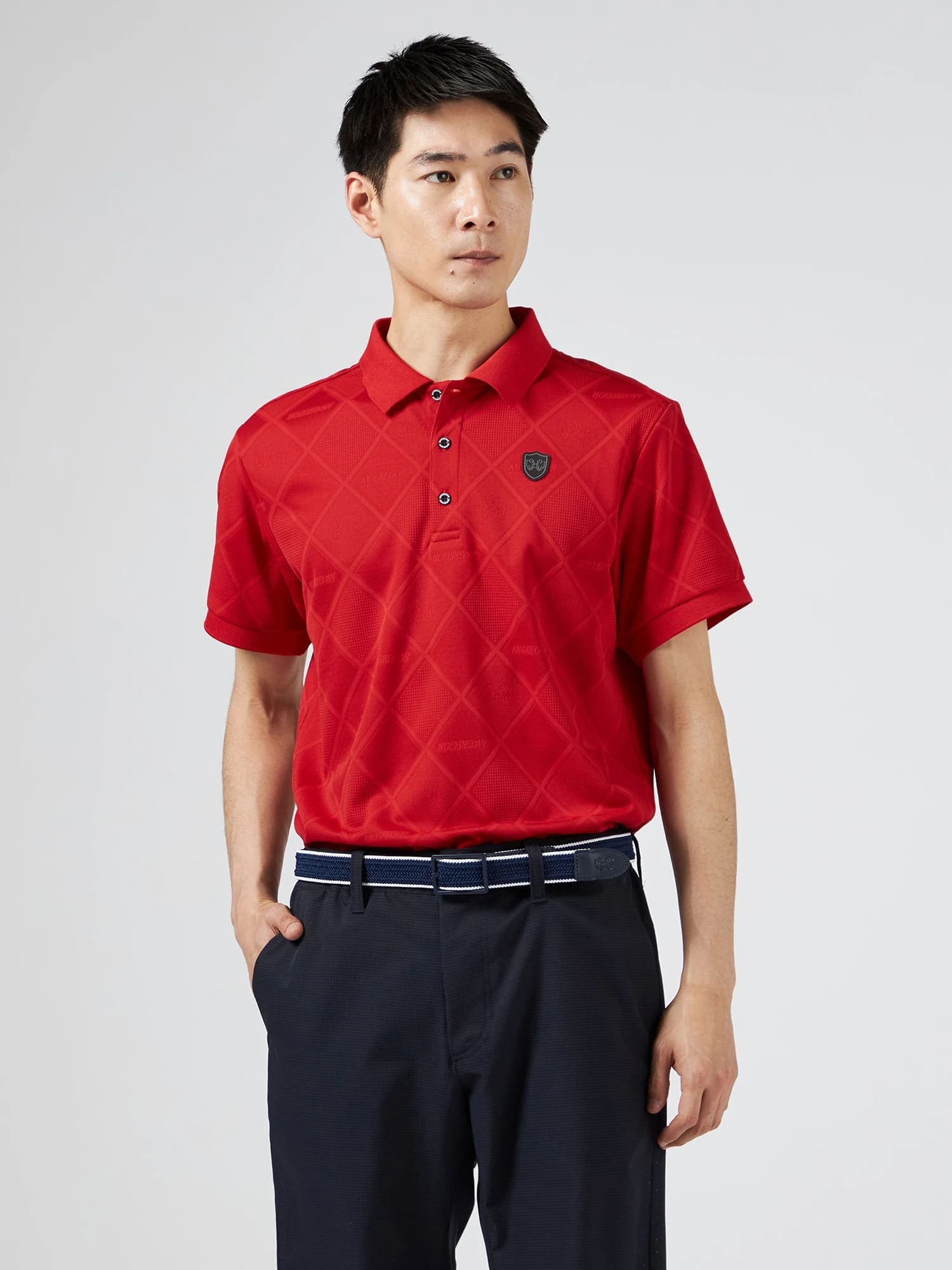 【Men's】無地ジャカードポロ