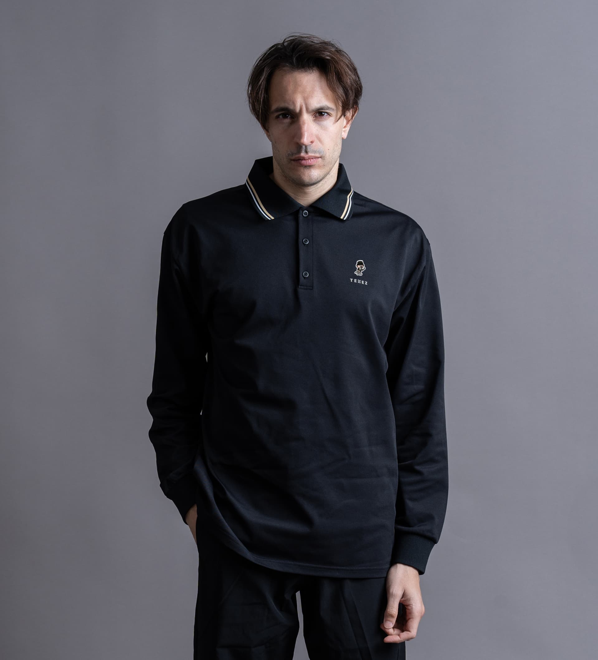 【Unisex】ムーンテック 長袖ポロシャツ ゴルフワッペン