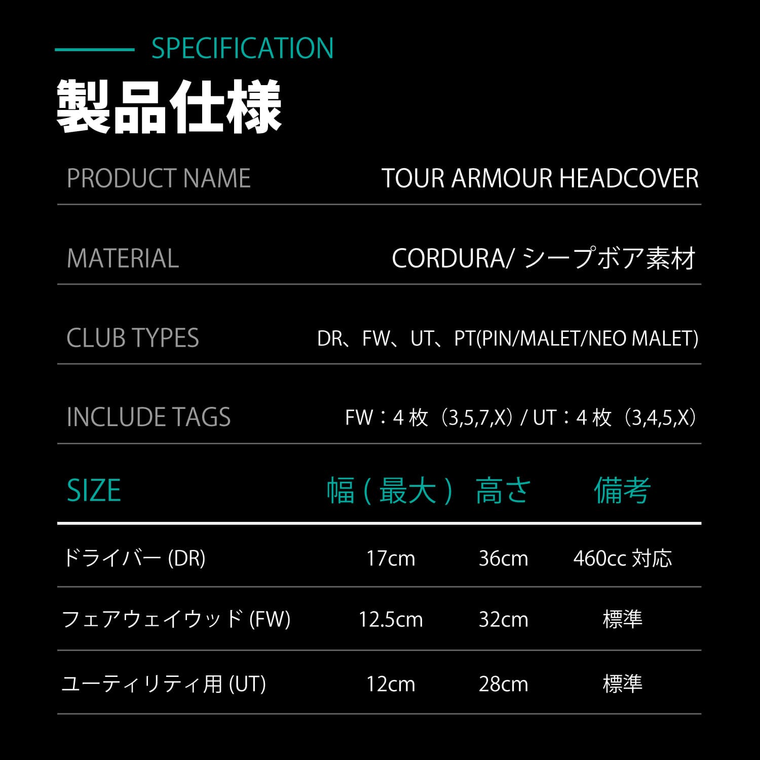 【Item's】TOUR ARMOUR ヘッドカバー(CORDURA)(ユーティリティ)