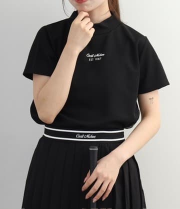 【Women's】Checkered mock neck