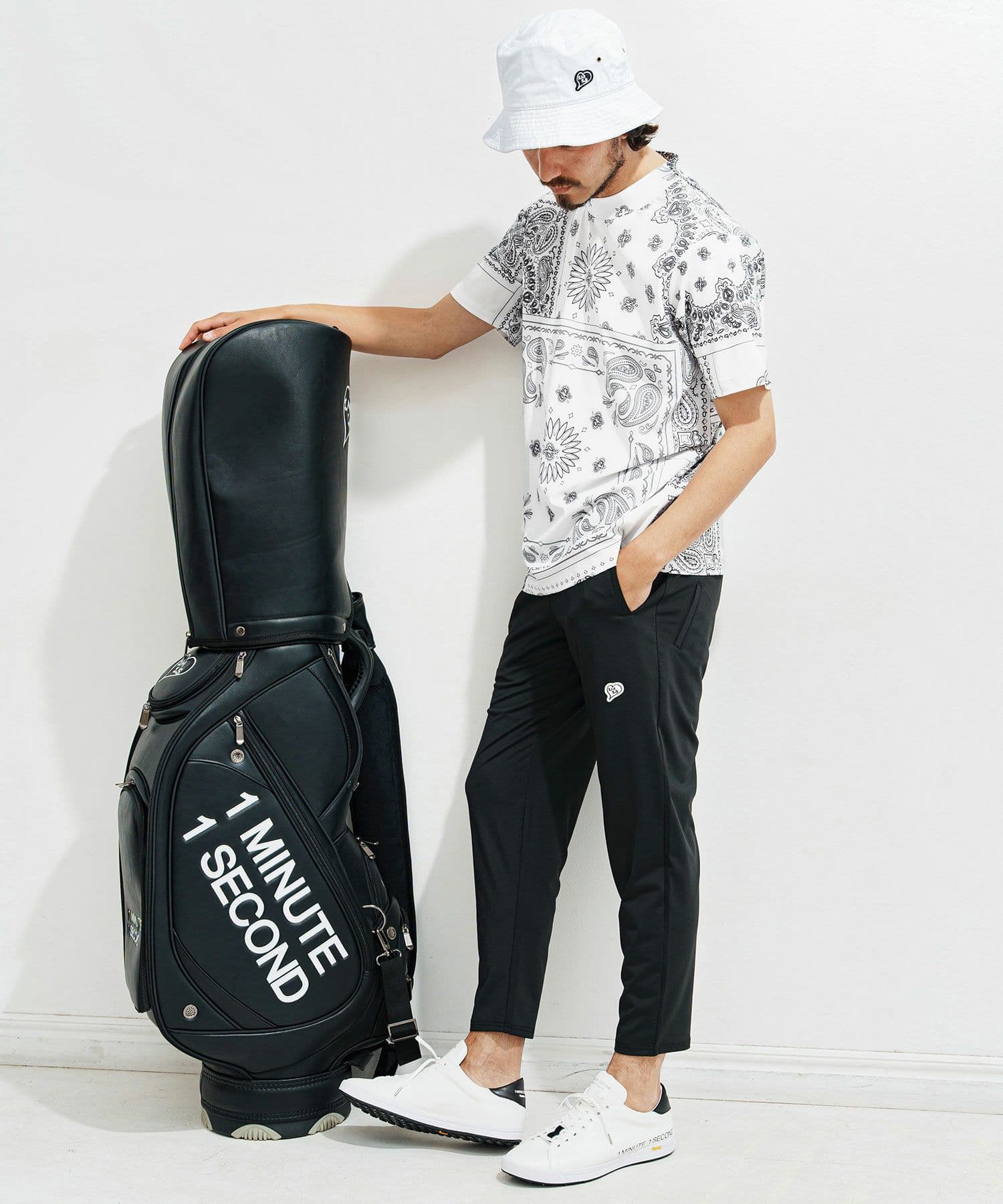 【Men's】ペイズリー柄半袖モックネック