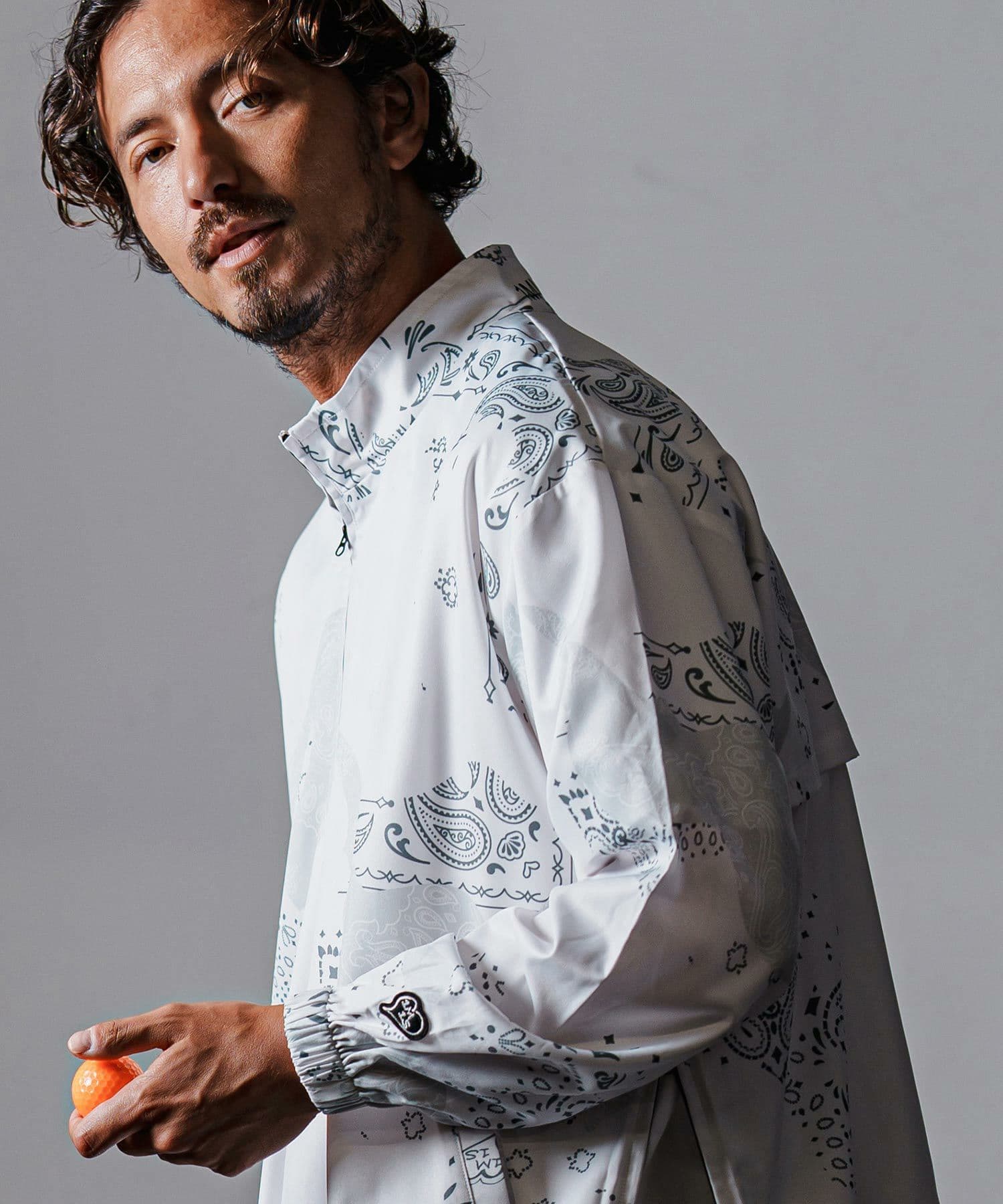 【Men's】カモフラージュペイズリー柄ハイネックジップブルゾン