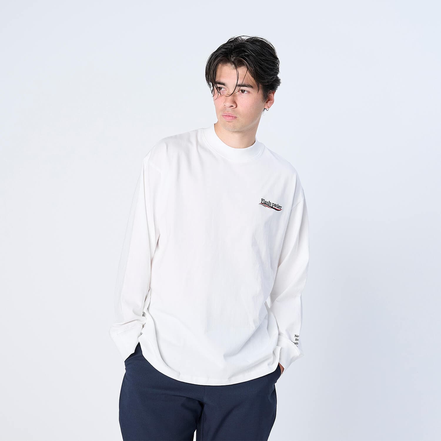 【Unisex】XSMLT-WV(Dry Silky Cotton®セミモックネック ロングスリーブTシャツ)