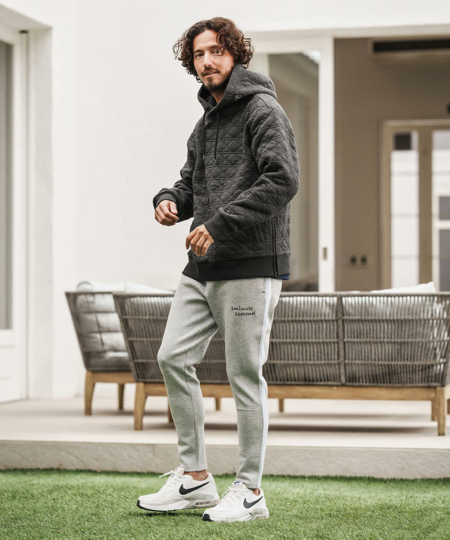 【Men's】キルティングサイドジップパーカー