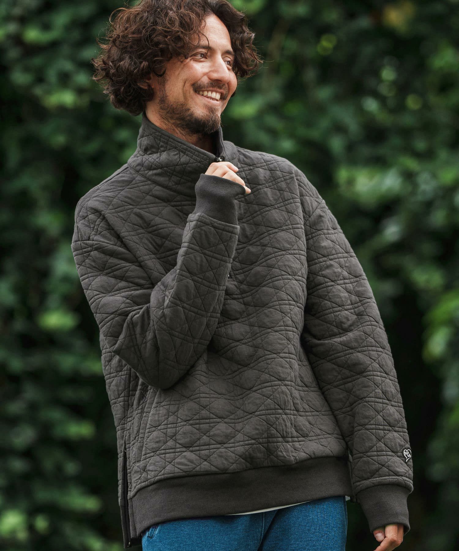 【Men's】キルティングハーフジッププルオーバー