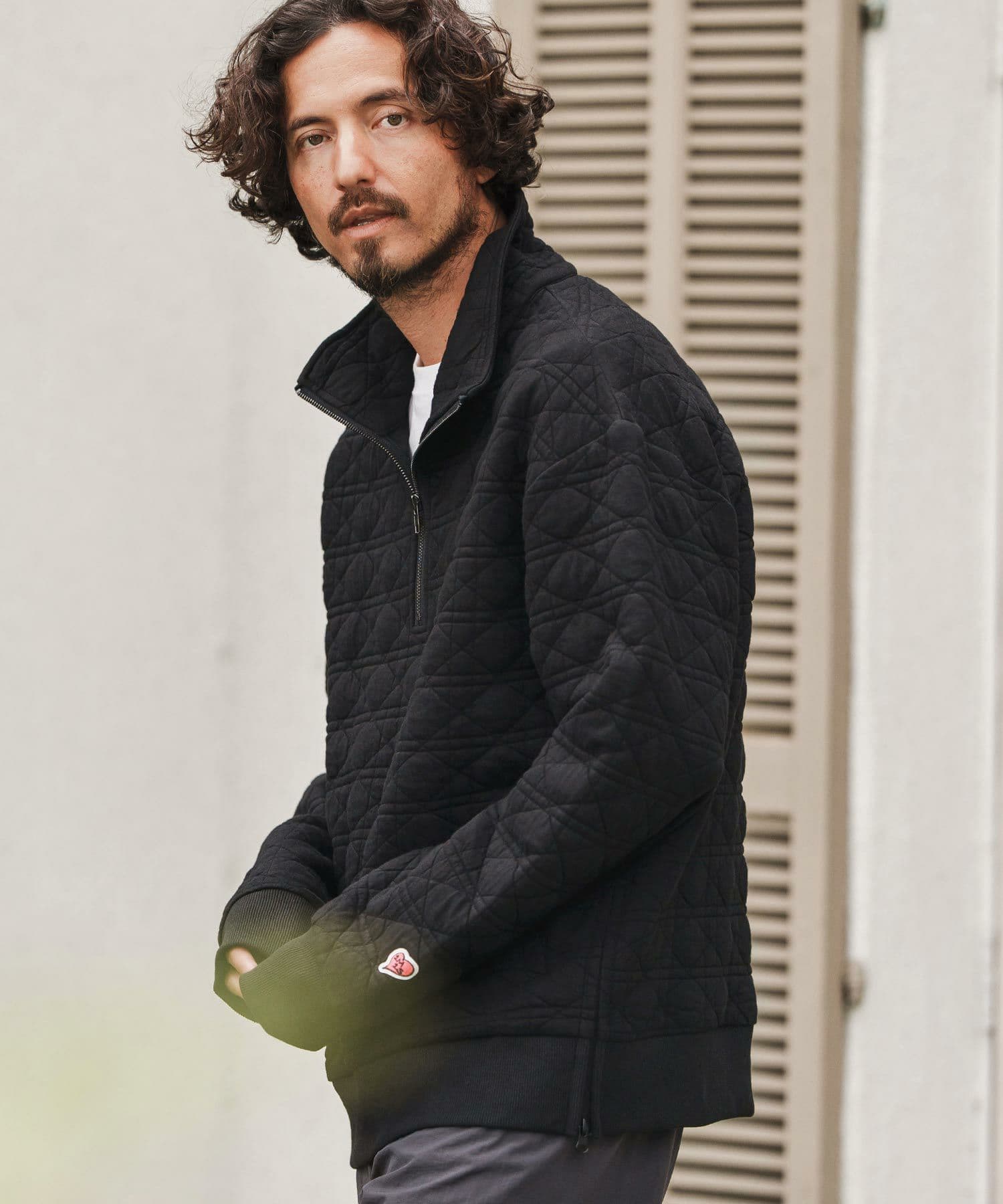 【Men's】キルティングハーフジッププルオーバー