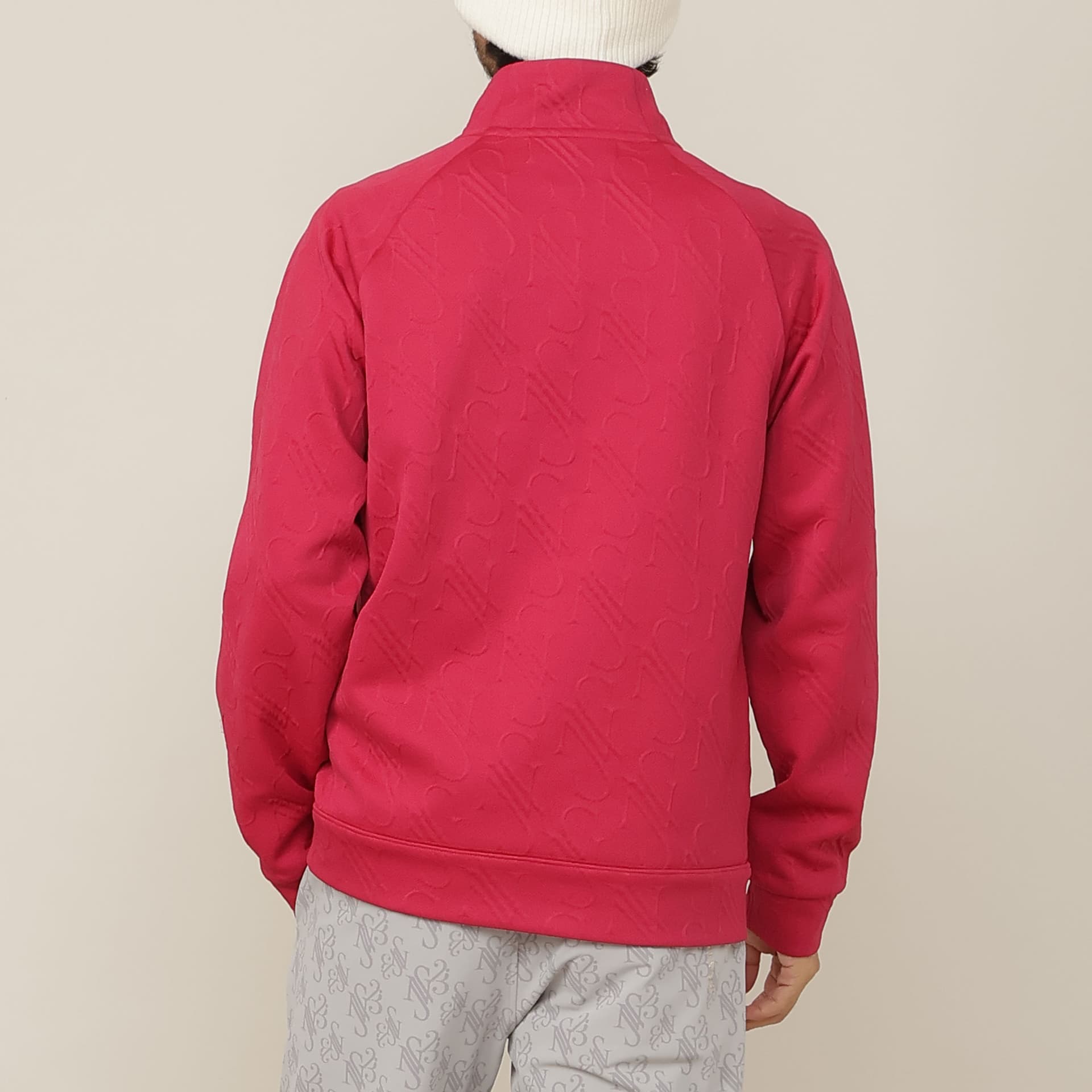 【Men's】ジャカード ハーフZIPモックネック