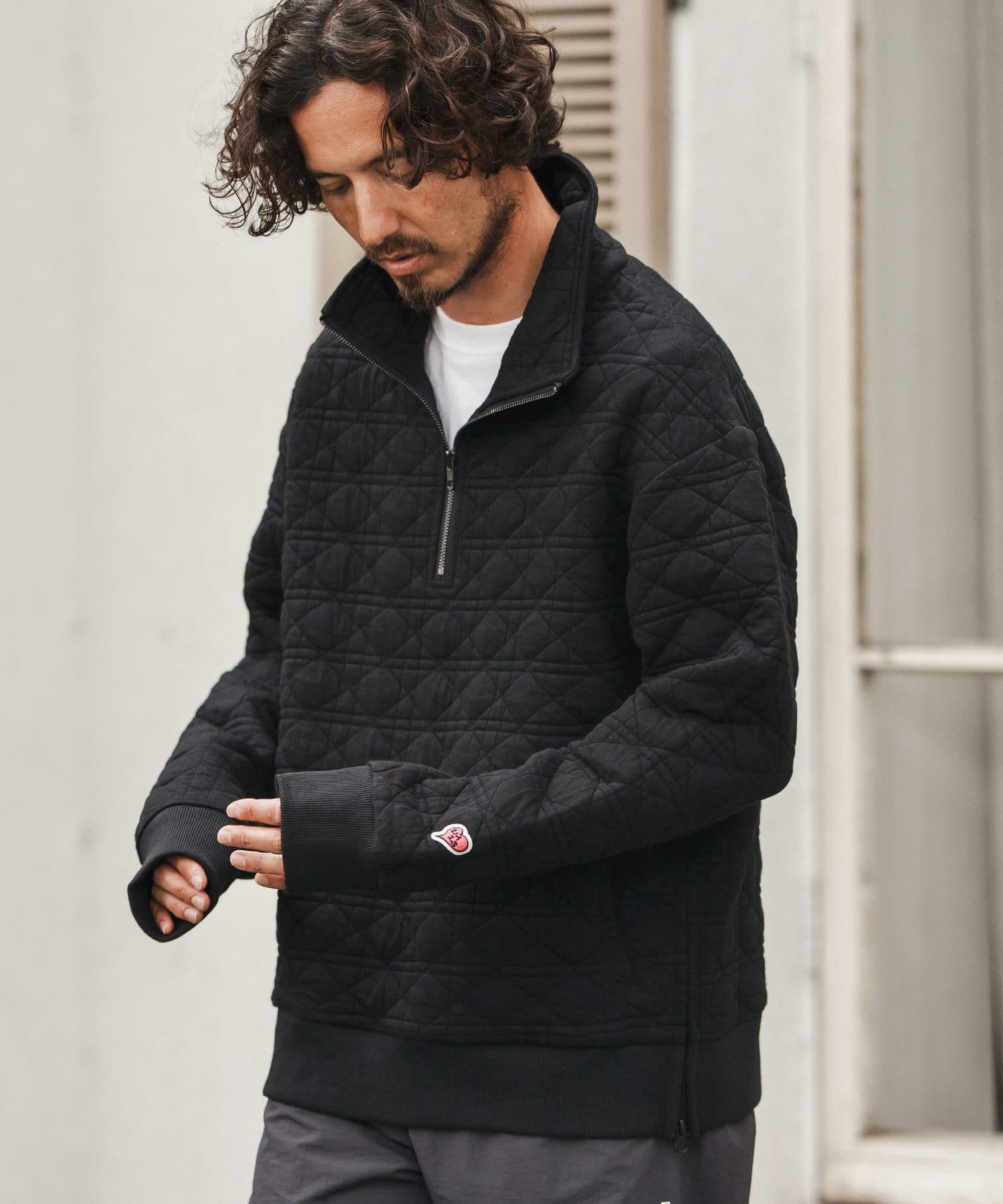 【Men's】キルティングハーフジッププルオーバー