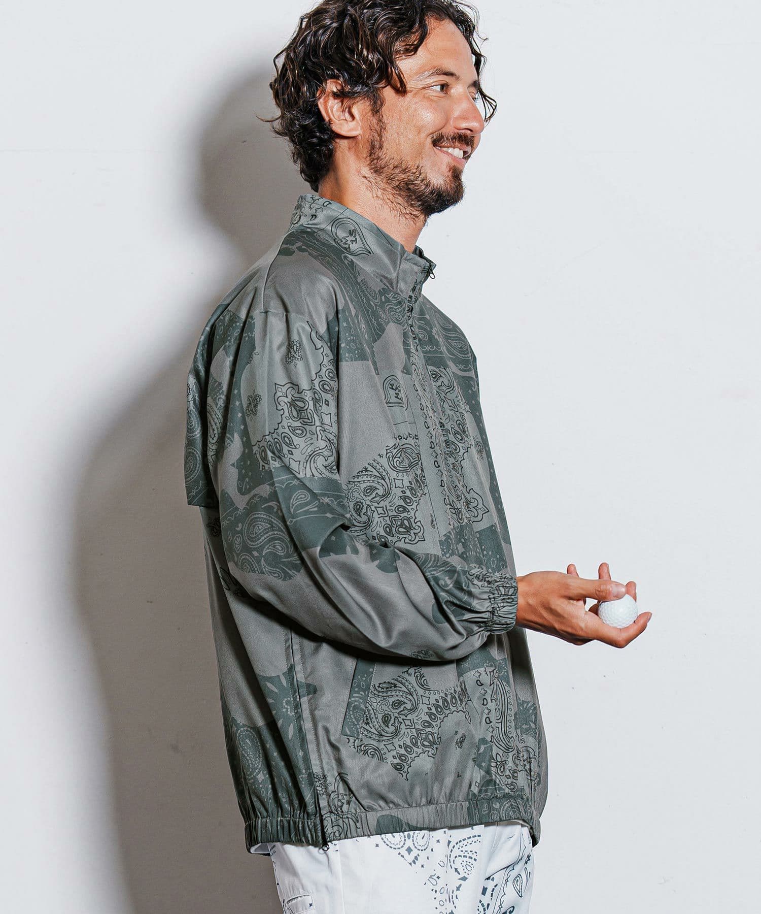 【Men's】カモフラージュペイズリー柄ハイネックジップブルゾン