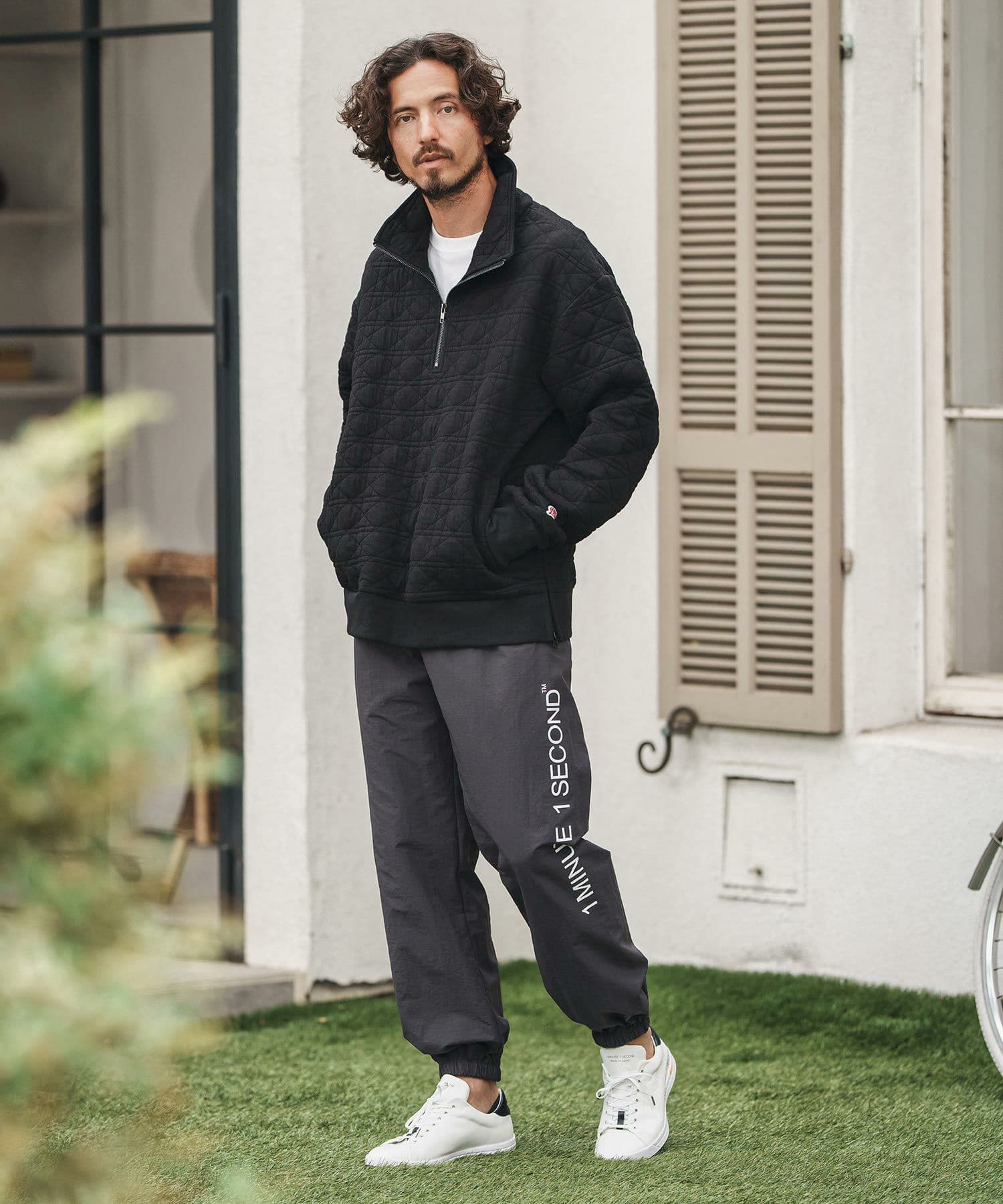 【Men's】キルティングハーフジッププルオーバー