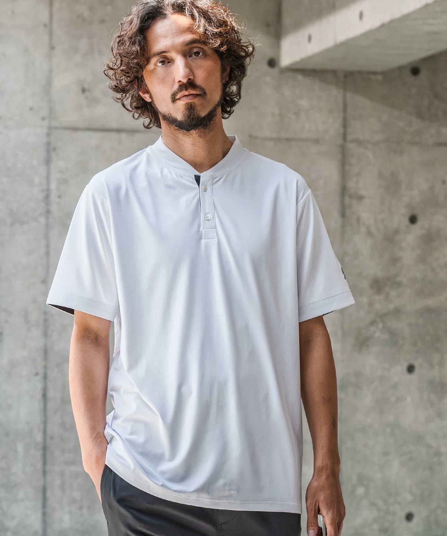 【Men's】ノーカラーポロシャツ