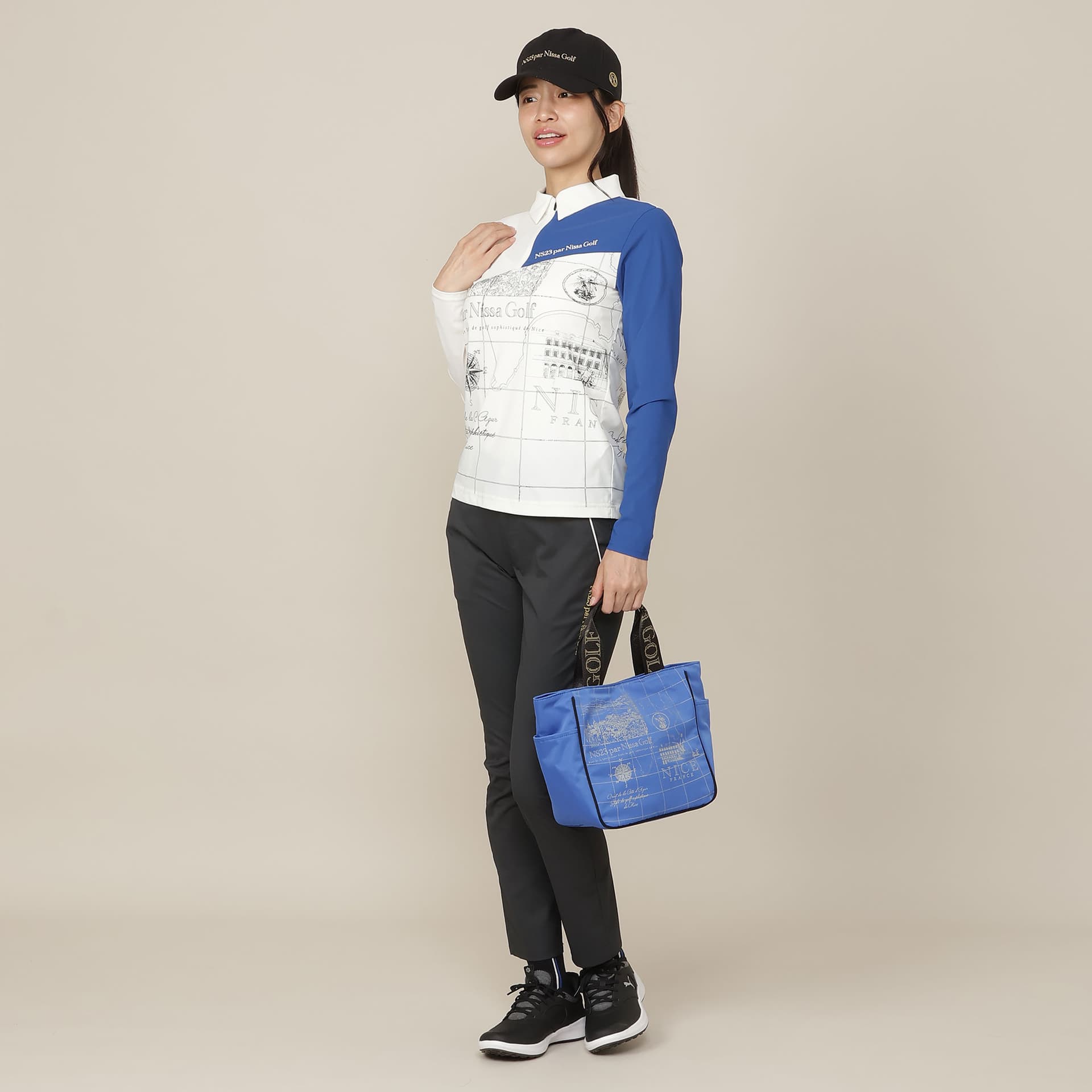【Women's】【透湿性/防シワ性】地図プリントジャージーシャツ