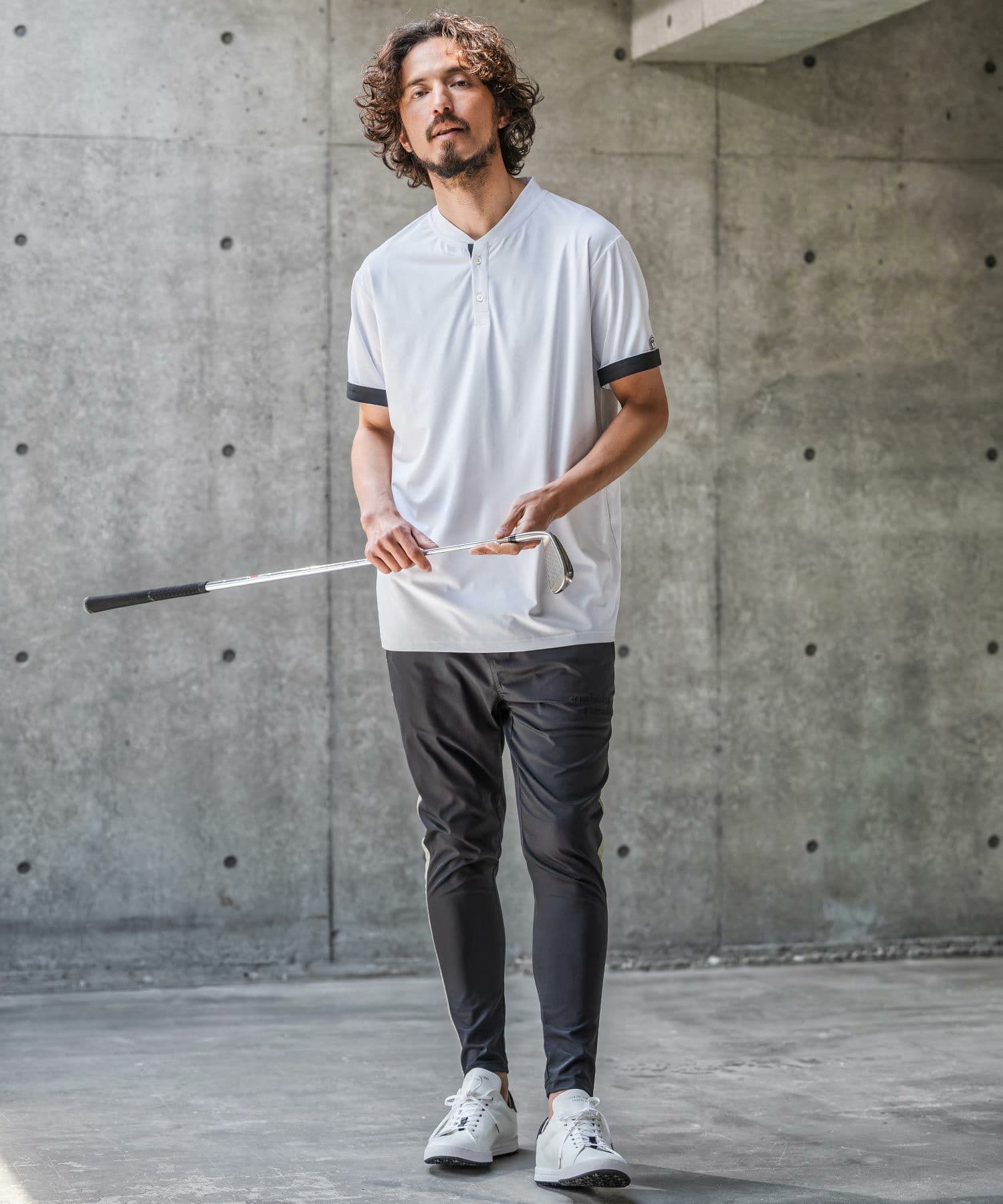 【Men's】ノーカラーポロシャツ