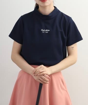 【Women's】Checkered mock neck
