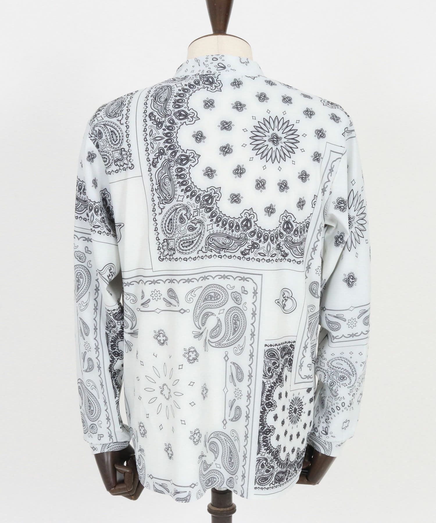 【Men's】ペイズリー柄ジップモックネックカットソー