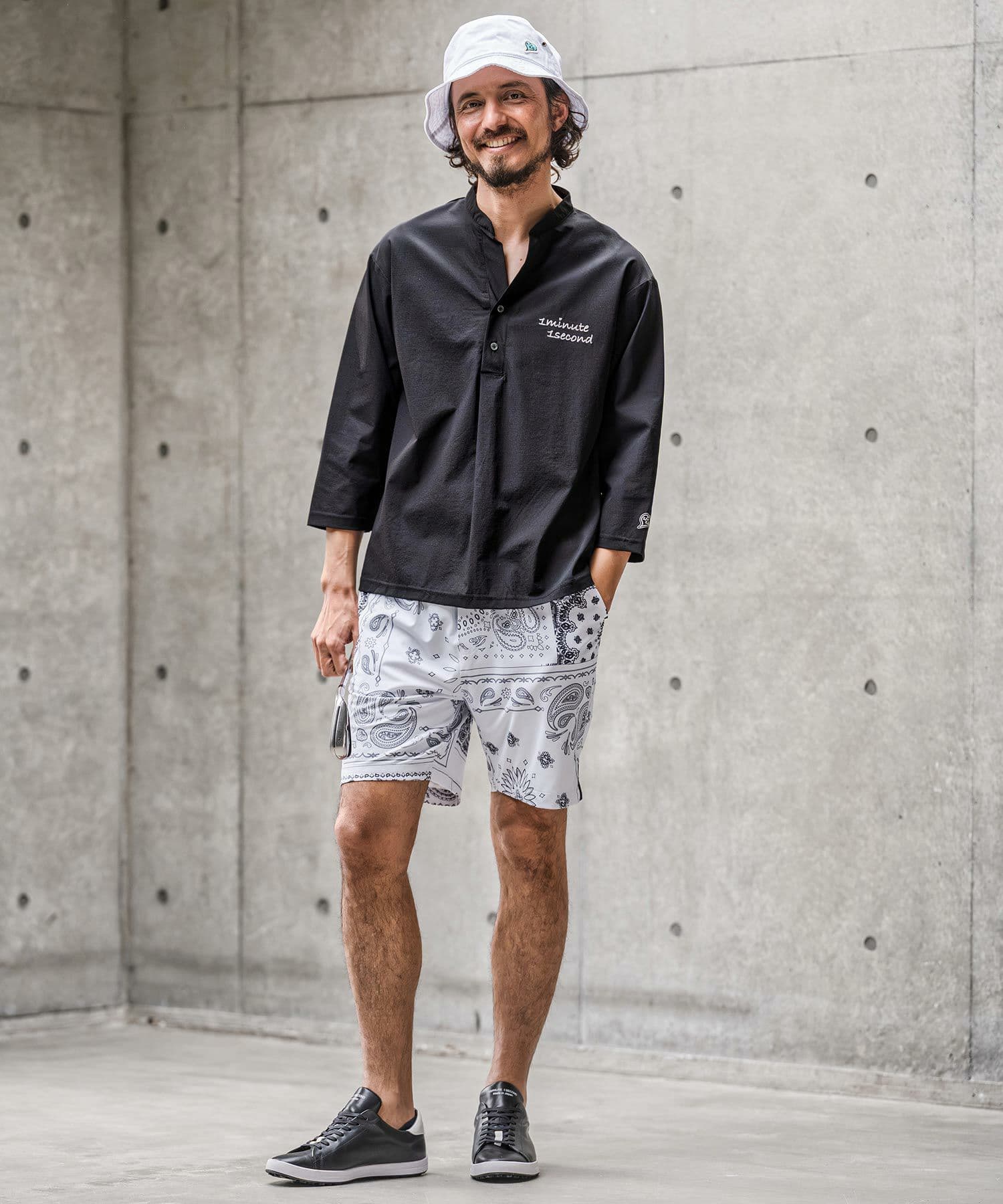 【Men's】バンドカラープルオーバーシャツ