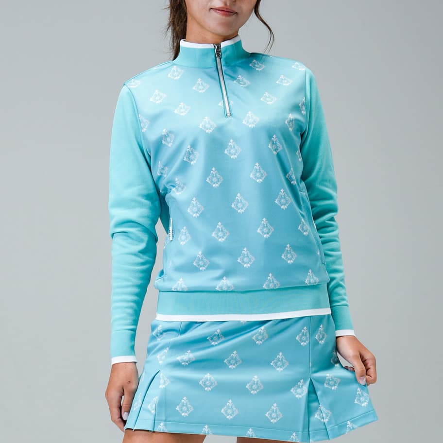 【Women's】長袖ジップアップセーター(7101)