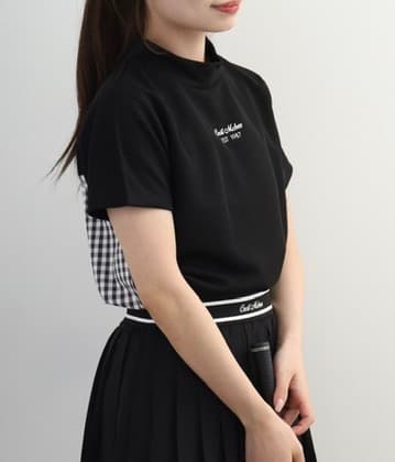 【Women's】Checkered mock neck
