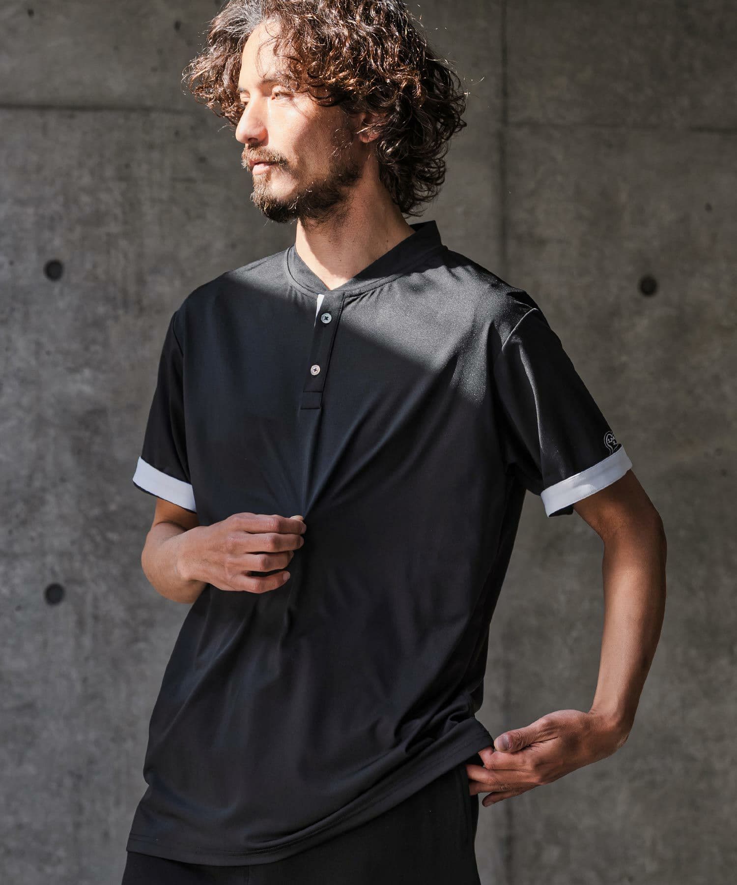 【Men's】ノーカラーポロシャツ
