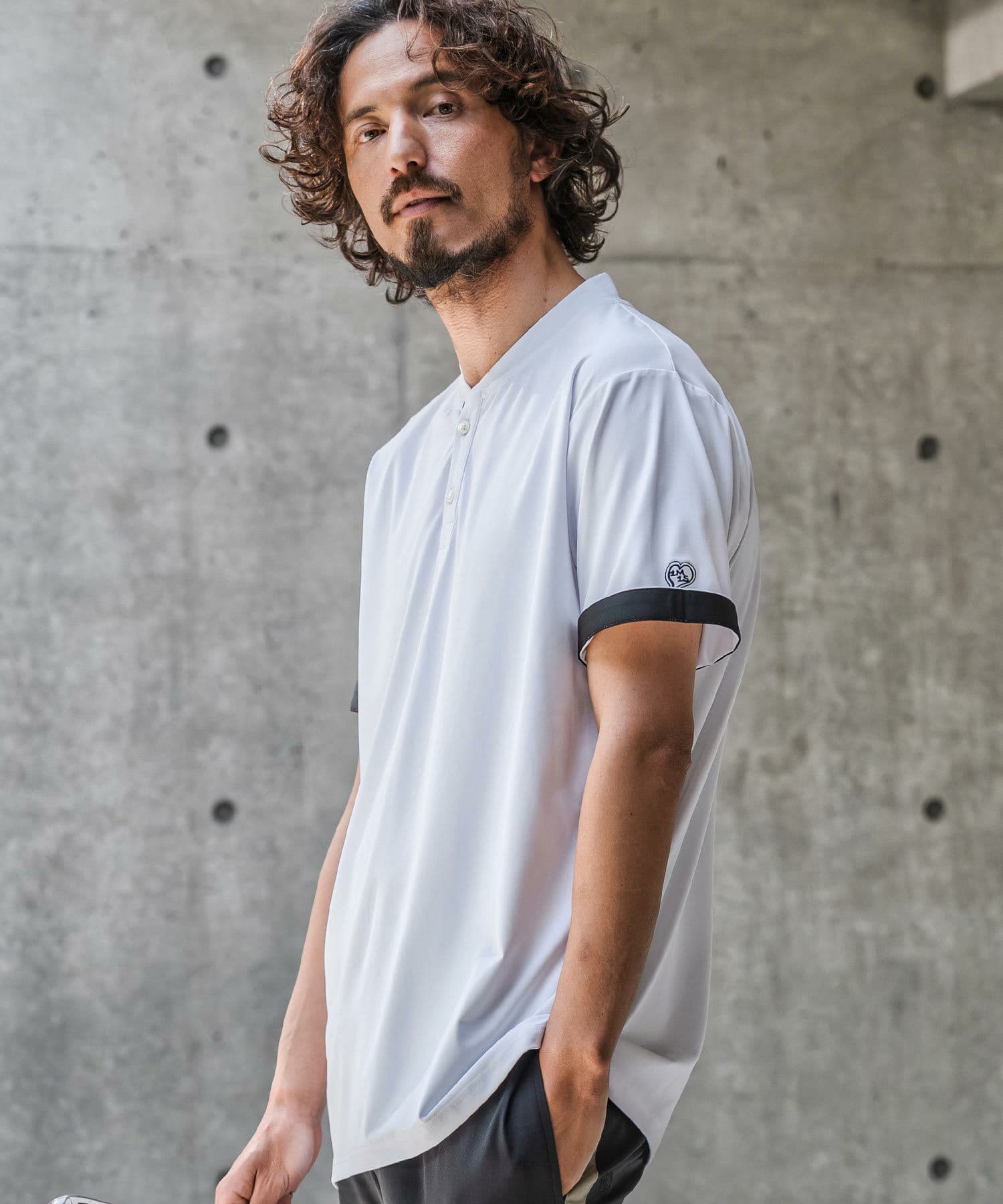 【Men's】ノーカラーポロシャツ
