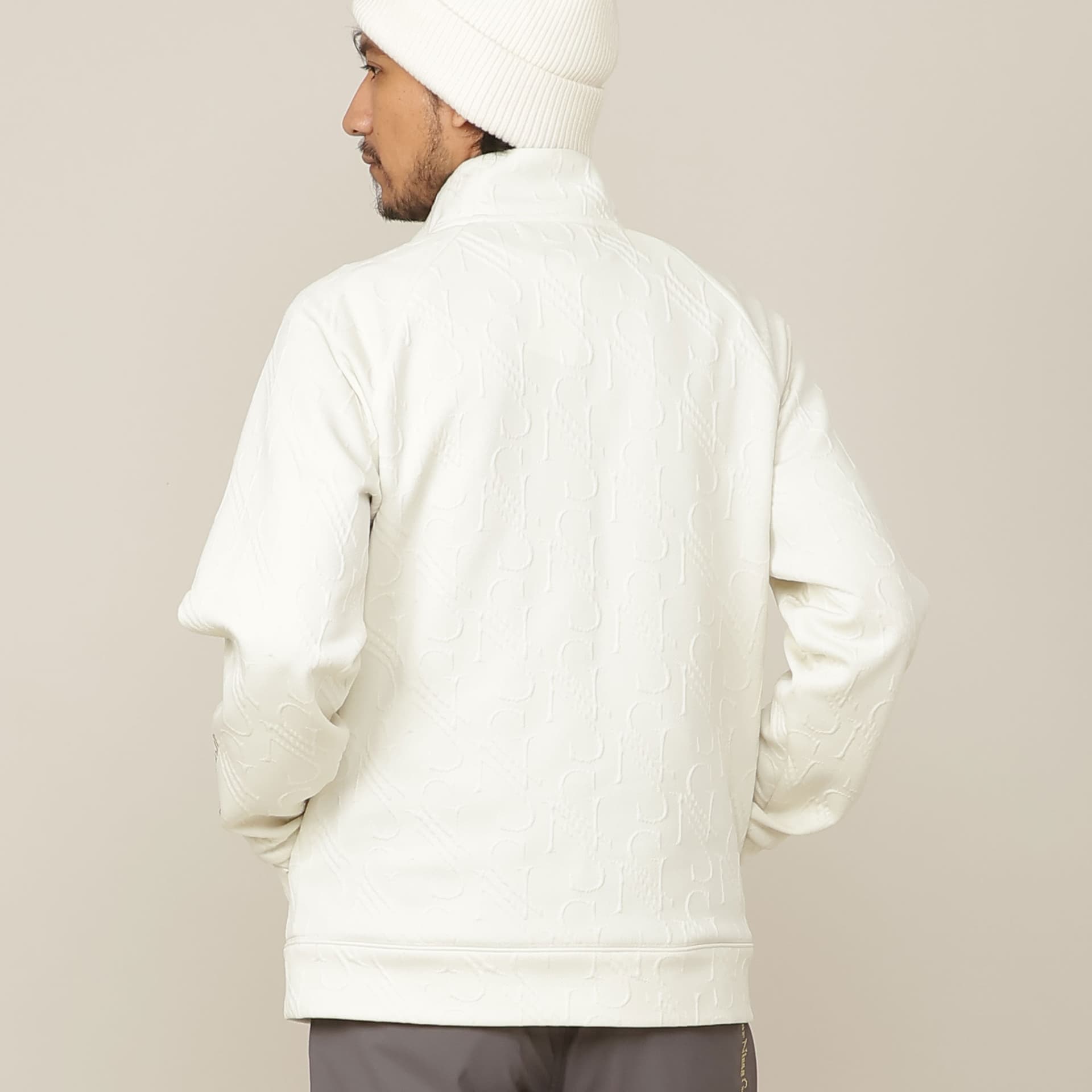 【Men's】ジャカード ハーフZIPモックネック
