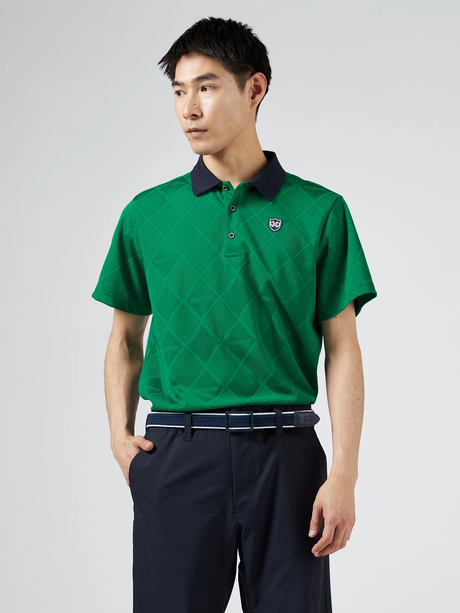 【Men's】無地ジャカードポロ