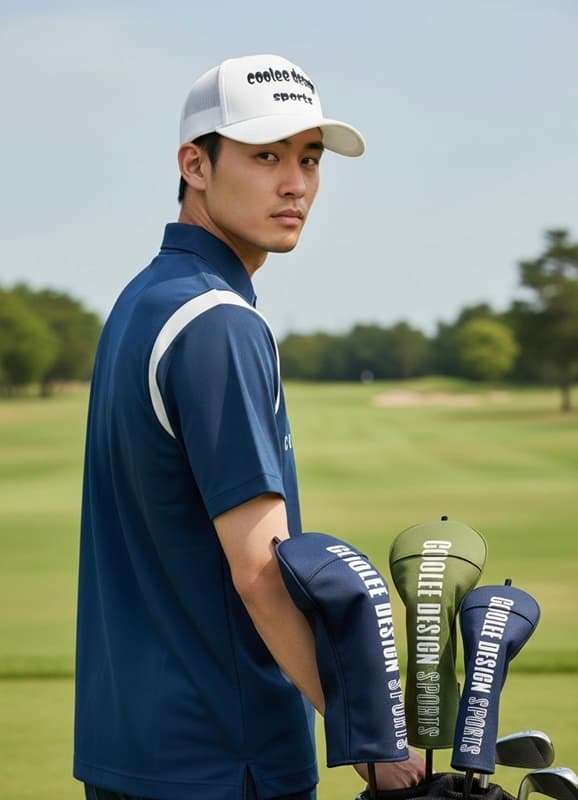 【Men's】【シンプルプリント】ゴルフ ポロシャツ メンズ ストレッチ ナイロン 吸汗速乾 半袖 ポロ