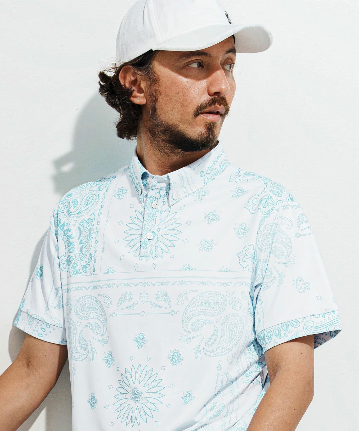 【Men's】ペイズリー柄ポロシャツ