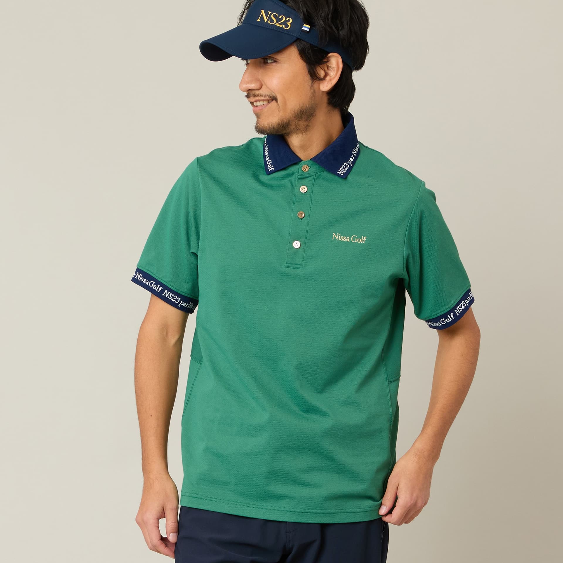 【Men's】ロゴ襟アクティブポロシャツ