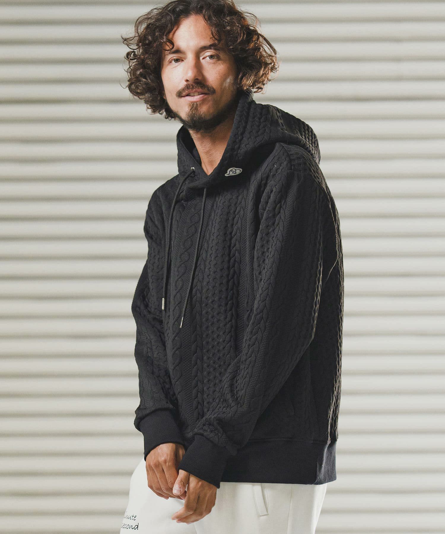 【Men's】ケーブルニットパーカー