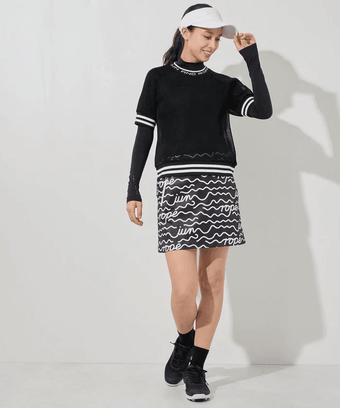 【Women's】ウェーブボーダー柄Aラインスカート