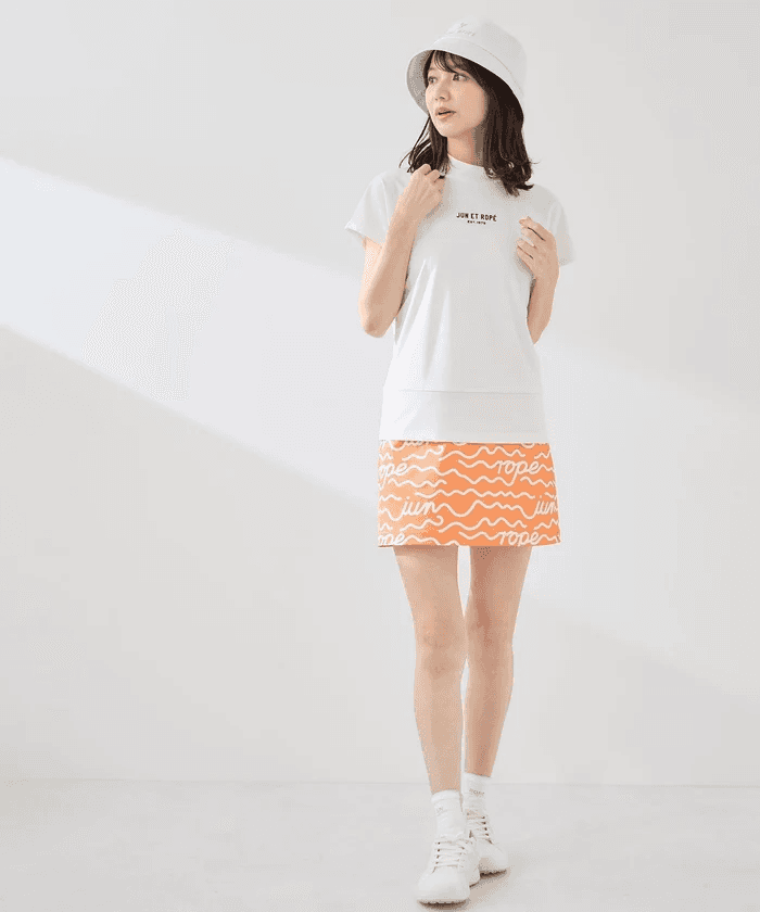 【Women's】ウェーブボーダー柄Aラインスカート
