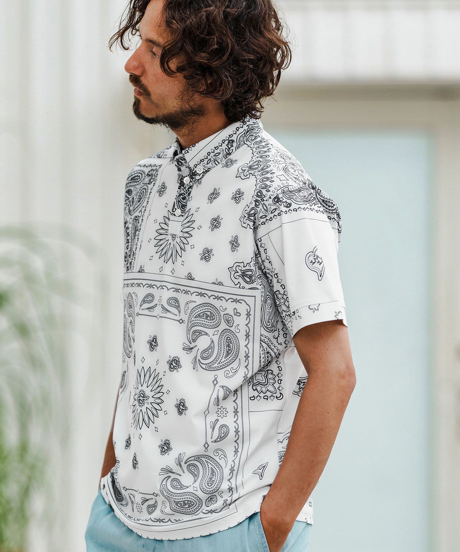【Men's】ペイズリー柄ポロシャツ