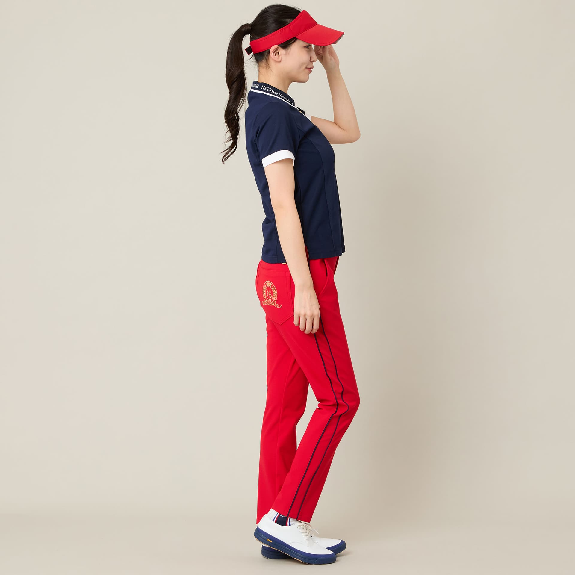 【Women's】ロゴ襟アクティブポロシャツ