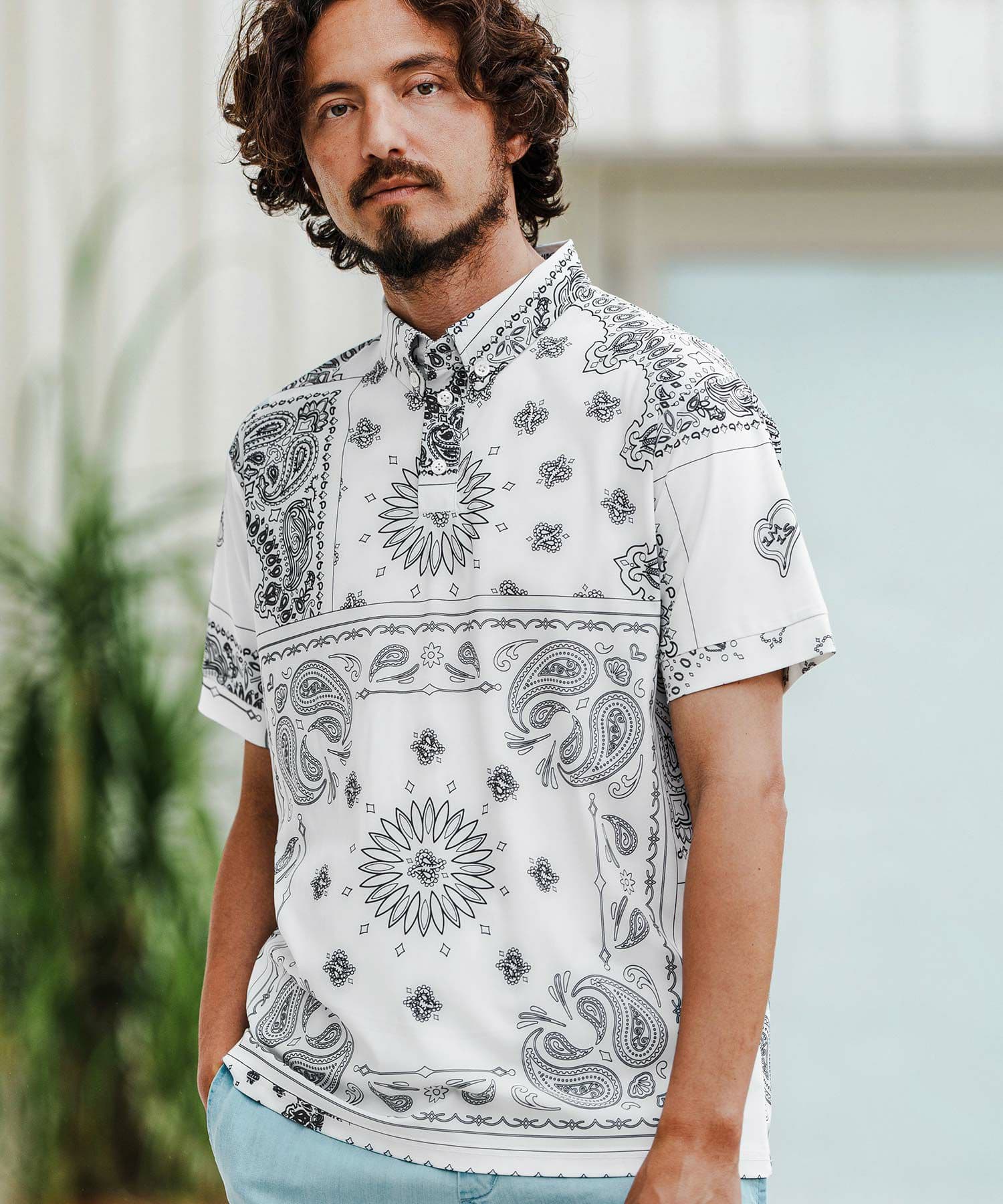【Men's】ペイズリー柄ポロシャツ