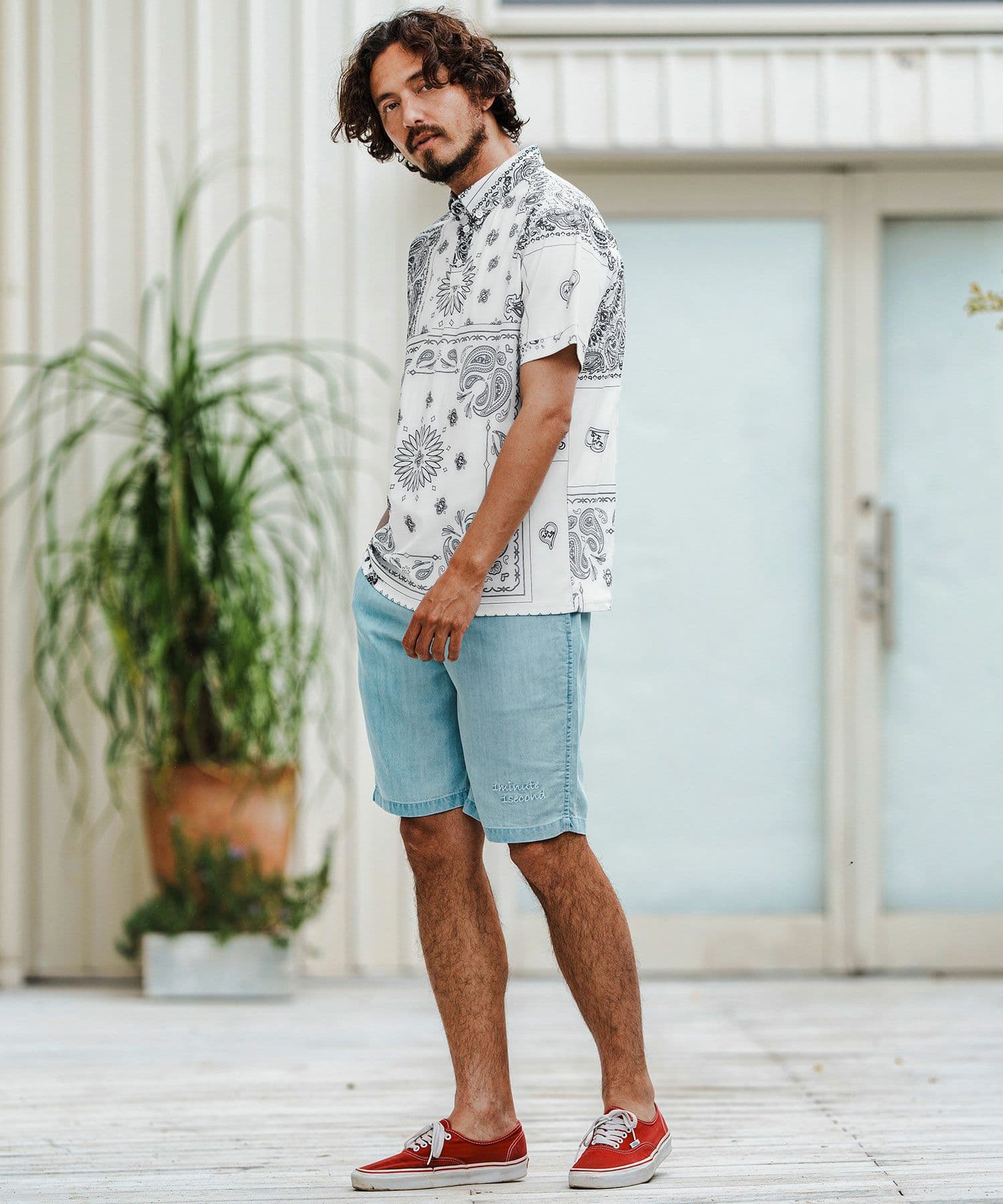 【Men's】ペイズリー柄ポロシャツ