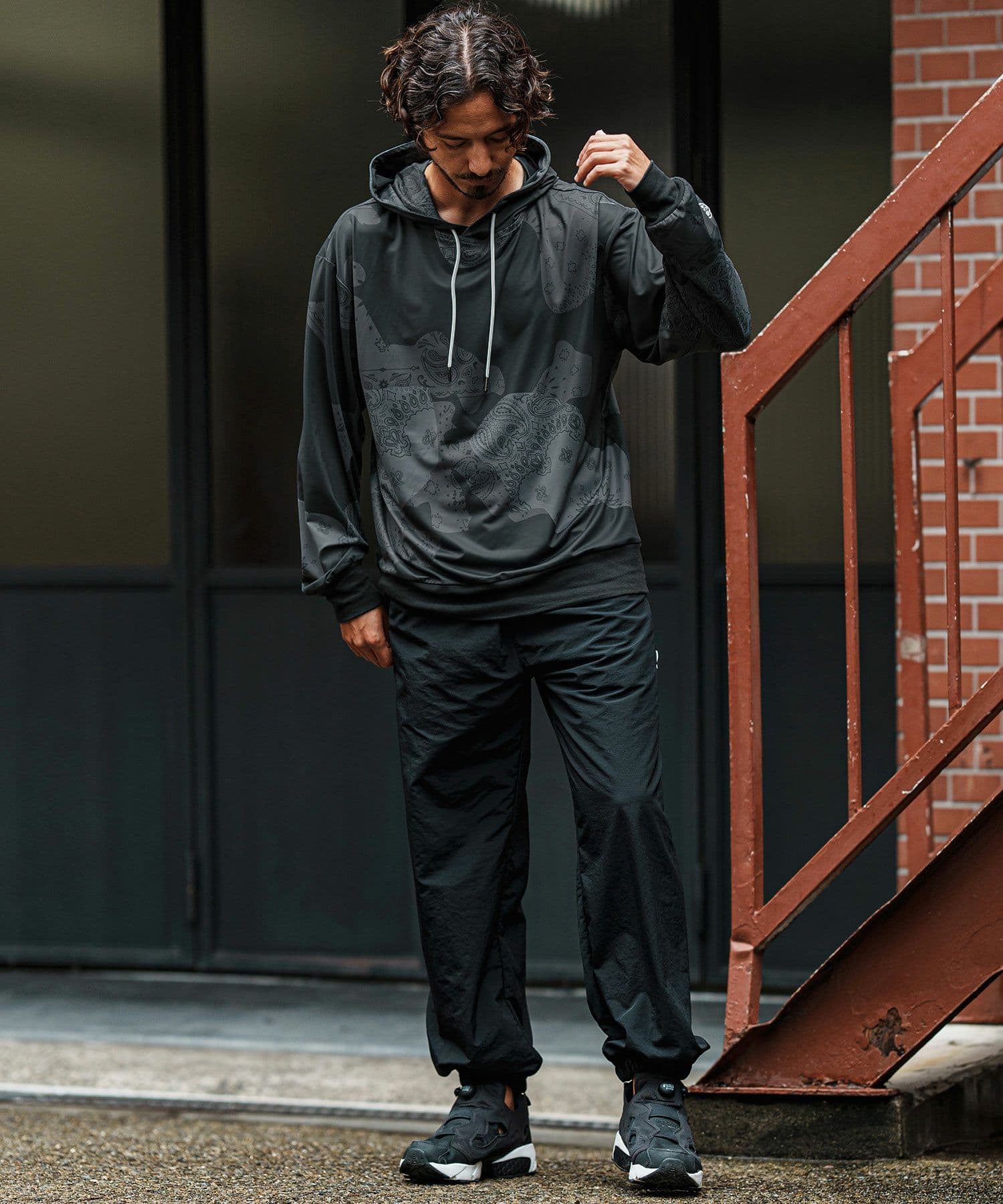 【Men's】カモフラージュペイズリー柄パーカー