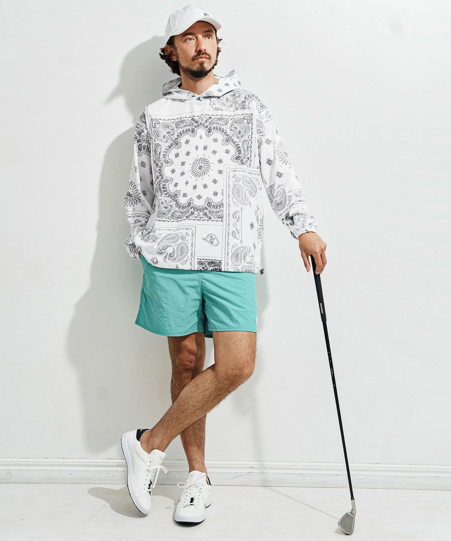 【Men's】ペイズリー柄フーディーブルゾン