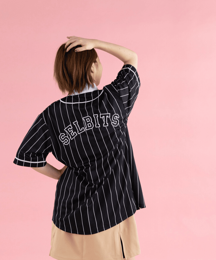 【Unisex】SELBITS LOGO BASEBALL SHIRT black