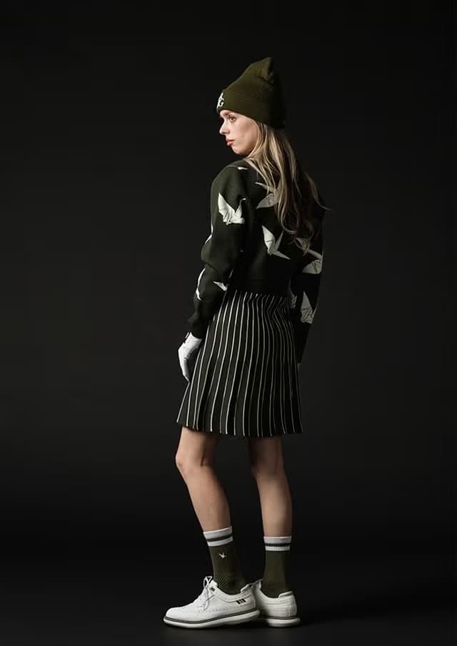 【Women's】Dancing CraneJacquard Knit one-piece