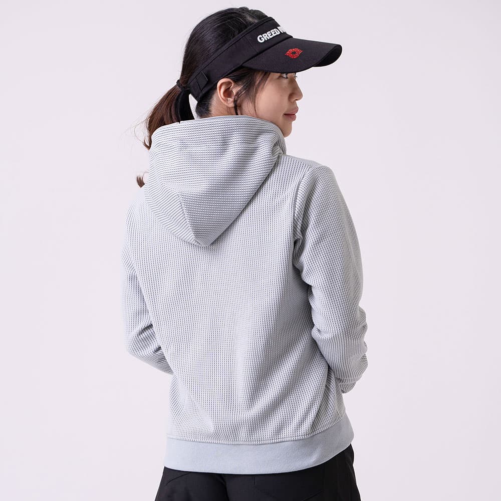 【Women's】ロゴテープ ワッフルZIPパーカー